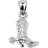 Claddagh Gold Trendy Necklaces Textured Sterling Silver Western Cowboy Boot Charm Pendant