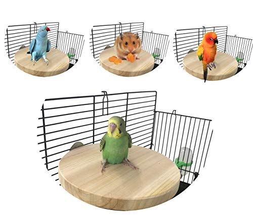 Woopets Natural Wood Bird Stand Platform, Round Bird Perch, Wood Playground ，for Pet Parrot, Parakeet,Parrot or Small Animals (d: 4.33 inches)