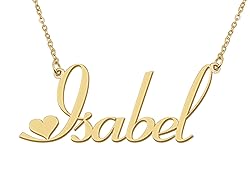 Aoloshow 18k Gold Plated Isabel Heart Name Necklace
