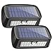 Solar Lights Waterproof 26 LED Wall Light Outdoor Security Night Lighting with Motion Sensor Detector for Patio Deck Yard Garden Lawn Back Door Step Stair Driveway Pool Fence Porch, Pack of 2