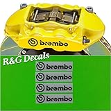 R&G Brembo 4 PISTON HIGH TEMP Brake Caliper Decals Sticker Set of 4 (Black)