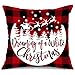 AENEY Farmhouse Christmas Pillow Covers 18x18 Set of 4 for Christmas Decor Buffalo Check Throw Pillows Black and Red Buffalo Plaid Christmas Decorations Decorative Throw Pillow Covers