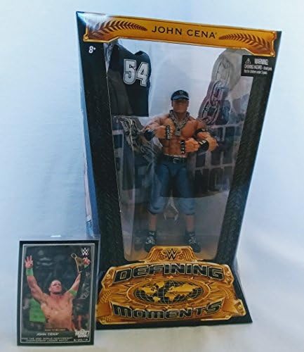 WWE Wrestlemania Defining Moments Elite John Cena Action Figure with bonus WWE World Heavy Weight Championship Money in the Bank Topps Collector Card Exclusive Bundle - 2 pieces