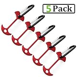 AVESON Pack of 5 Aluminum Alloy Anchor Shape Deck Plank Board Tent Stakes Wind Rope Hook Cord Buckle Tent Pegs with Carabiners for Outdoor Camping Hiking, 3