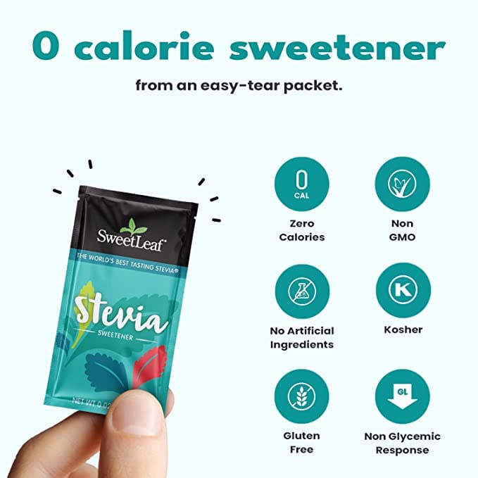 SweetLeaf Stevia Packets Zero Calorie Stevia Powder, No Bitter
