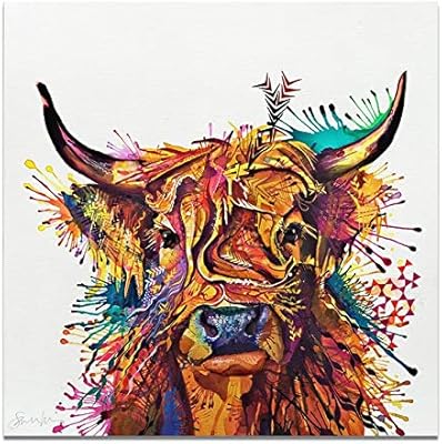 Wsldyh Animal Painting Long Hair Cow Posters And Prints Print On