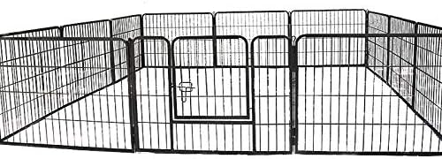QRDA Metal Dog Playpen,Portable Dog Fence,Dog Kennel Outdoor,Dog Exercise Pen for Small/Medium Dogs,Pet Dog Fence for The Yard,Camping,RV 12P-24 inch
