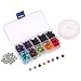 Bememo 200 Pieces Chakra Beads and Black Lava Rock Stone Volcanic Stone for Jewelry Bracelet Necklace DIY Making with 1 Crystal String and 30 Antique Silver Spacer Beads