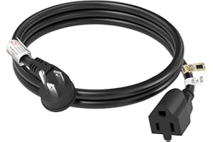 FIRMERST 1875W Flat Plug Extension Cord 3 Feet 14 AWG 15A Black, 1 Pack