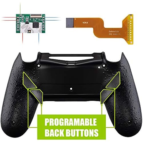 eXtremeRate Textured Black Dawn Programable Remap Kit for PS4 Controller with Upgrade Board & Redesigned Back Shell & 4 Back Buttons - Compatible with JDM-040/050/055 - Controller NOT Included