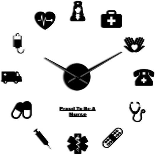 Amazon Co Jp 壁掛け時計ヴィンテージナースドクター ナースキットであることを誇りに思っていますdiy大型壁掛け時計 医療オフィス病院の壁の芸術の装飾長い針時計壁時計ショップバーに適しています ホーム キッチン