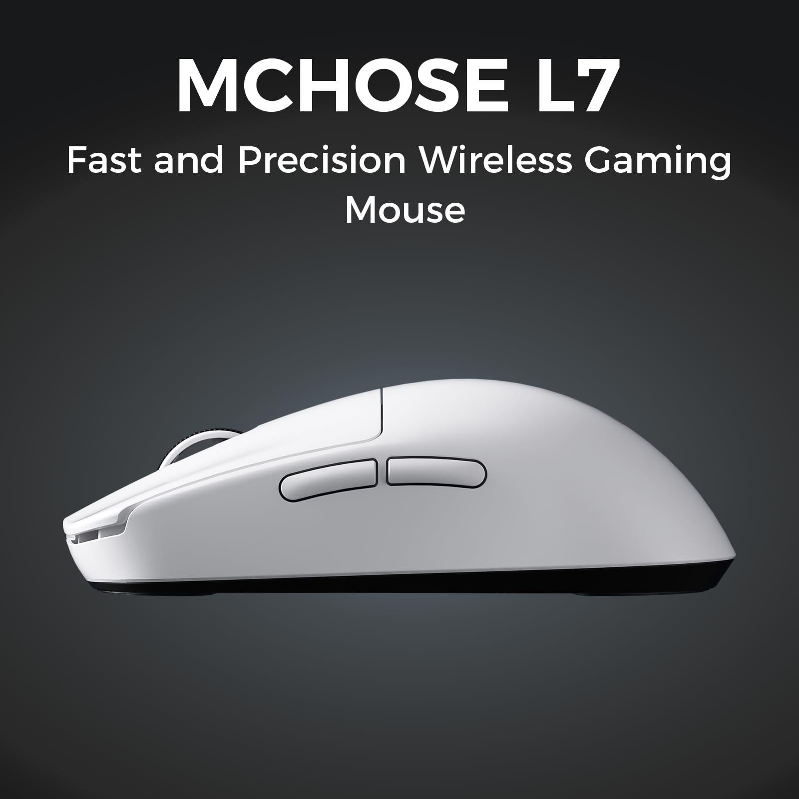 MCHOSE L7 Pro Wireless Gaming Mouse, PAW3395 26K Sensor, Wireless/Wired Dual 8K Polling, 39g Ultra-Light Weight, 2.4GHz RF/BT/Wired Tri-Mode Connection (Pro-PAW3395 26K Sensor, White)