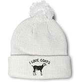 Custom Pom Pom Beanies for Women I Love Goats Style A Embroidery Skull Cap Winter Hats for Men One Size