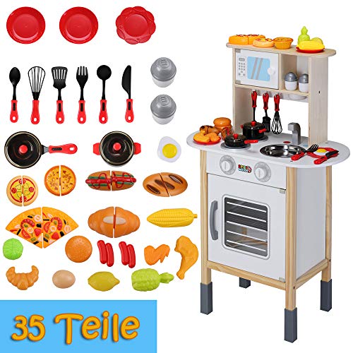 Spielwerk Spielzeugküche mit Licht 35 Teile Zubehör Backofen Sound Kinder Holzküche Lernspiel Spielküche Kinderküche – Bild 7
