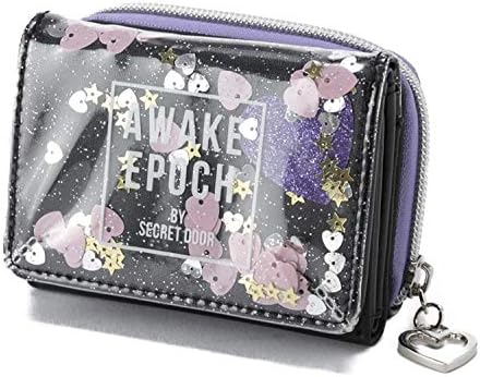 Amazon 三つ折り財布 スパンコール コンパクト 女の子 小学生 中学生 キラキラ ミニウォレット 可愛い ミニ財布 小銭入れ ハート ブラック 黒 バッグ スーツケース