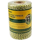 Farmily Portable Electric Fence Polywire 1312 Feet 400 Meter 6 Conductor Yellow and Black Color