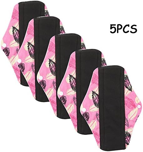 Vanki 5pcs Menstrual Pad Bamboo Cloth Reusable Washable Mama Sanitary Pad Liner 31# M