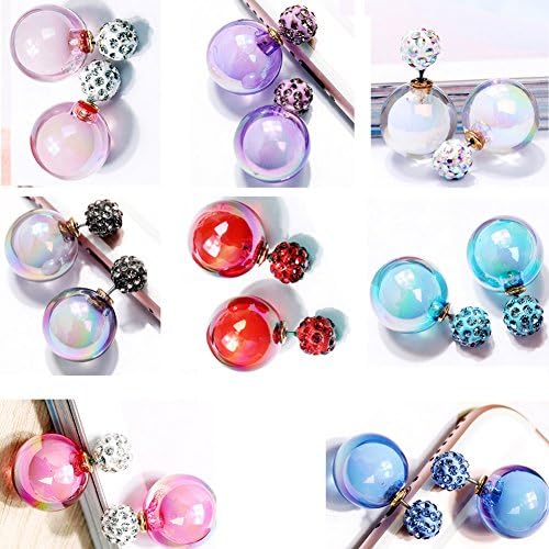 UMEYS 2016 Fahion Super Double-sided Beads with Beads Zircon Stud Earrings<8 sets (color-3)>