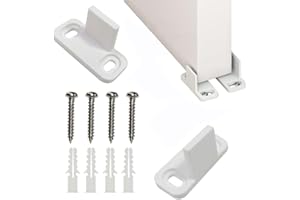 White Plastic Adjustable Floor Guide for Sliding Barn Doors – Silent Door Stabilizer, Anti-Swing Bottom Track, Floor-Mounted 