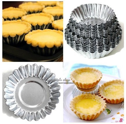 20pcs/lot 4 Sizes Egg Tart Aluminum Cupcake Cake Cookie Mold Lined Mould Tin Baking Tool