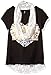 Dream Star Girls' Short Sleeve Screen Top with Lace Infinity Scarf