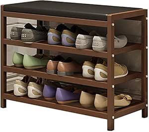 LXD Zapatero, banco pequeño de 3 niveles con asiento de cuero