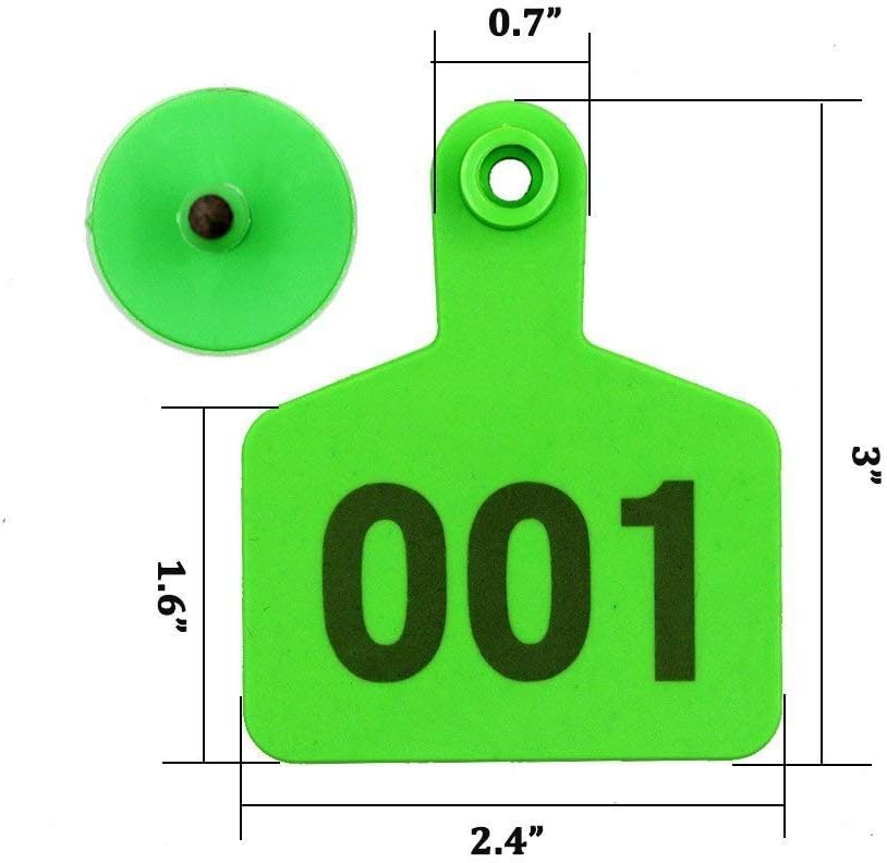 100 Sets Cattle Ear Tags TPU Material Cow Ear Tag with Number 001-100 (Green) - Image 4