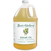 Best of Nature 100% Pure Sesame Oil – Natural Unscented Massage Oil, Deep Moisturizing Body & Skin Oil, Perfect Carrier Oil for Essential Oils, Half Gallon (64 fl oz)