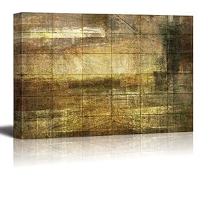 Rectangle Pattern with a Yellow and Bronze Stripes and Slabs Over It - Canvas Art Home Art - 12x18 inches