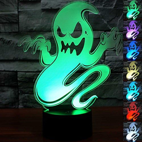ALUONI 3D Illusion Lamp, Stunning Visual Three-Dimensional Light Effect [USB Powered,Touch Switch,7 Colors Change] Creative Design Night Light (3D Ghost)