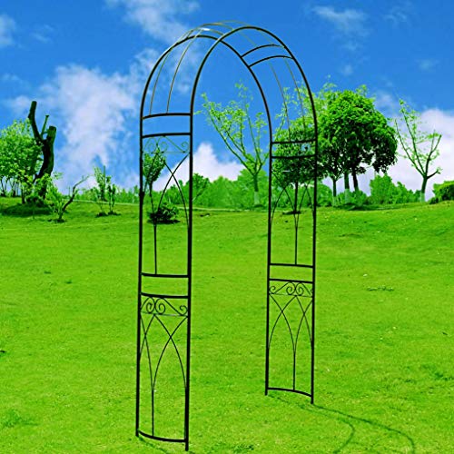OUTOUR Stereoscopic Metal Garden Arch Arbor Arbour Archway with Graceful Curve for Climbing Plants Roses Vines, Outdoor Garden Lawn Backyard Patio, Wedding, Black