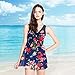 wantdo Women's One Piece Swimsuit Plus Size Swimming Shaping Body Swimdress Navy Red 3XL US 12-14