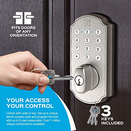 TURBOLOCK TL114 Keyless Door Lock with Keypad and Voice Prompts