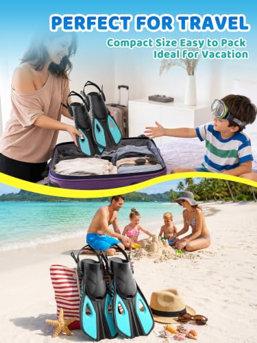Pinne Snorkeling Pinne Nuoto Piscina per 32-36 | 37-41 | 42-47 | Leggere e Confortevoli | Design Morbido | Regolazione Tallone Aperto | Unisex | Per Uso Acquatico Piscina Mare