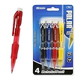 4-Pack Mini 0.7mm Mechanical Pencils Rubber Grip, Eraser by Bazic