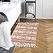 Bohemian Cotton Area Rug 2' x 4.3', KIMODE Woven Fringe Throw Rugs Print Tassel Geometric Welcome Door Mat Machine Washable Indoor outdoor Floor Runner Rug for Porch Kitchen Bathroom Living Room