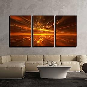 Fire Fractal Horizon Background x3 Panels