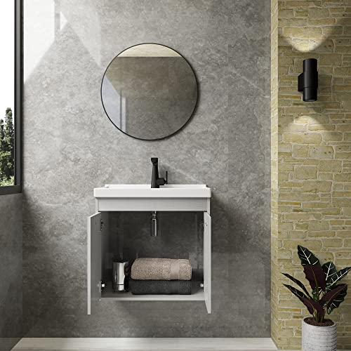 RIVERZZA Gabinete Armario para Banheiro 100% MDF com Cuba - Siena Lineo 50cm