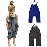 Baby Girls Summer Romper Cute 2 Pack Backless Harem Strap Jumpsuits 1-4 Years Old