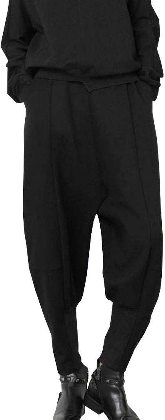 Amazon Yuyo サルエルパンツ レディース アラジンパンツ ズボンボトムスジム 男女兼用 ダンス 衣装 変形 ドレープ ワイド シルエット 春 秋 モード系 ゆったり 体型カバー 美脚 V系 パンク ロングパンツ 通販