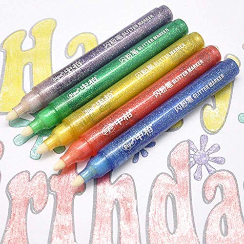 Marcatori ed evidenziatori 5 pennarelli colorati glitterati per body