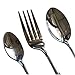 Kakalu® 3 Piece Stainless Steel Flatware Set ( Dessert Spoons, Dinner Fork, Demitasse Spoons ) Coffee Pasta Cutlery Serving Set for Mess Kits, Work Lunches, Travel, Camping with Neoprene Case & Gift
