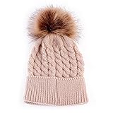 Oenbopo Baby Winter Warm Knit Hat Infant Toddler Kid Crochet Fur Hat Beanie Cap