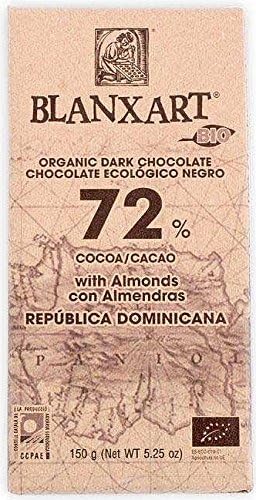 Blanxart Dominica 72% Dark Chocolate with Almonds 150g (Pack of 2)