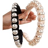 Wiwpar Pearl Headbands Velvet Hair Hoop with Pearls Elegant Pearl Head Band No Slip Fashion Hair Accessories for Women Girls (White)