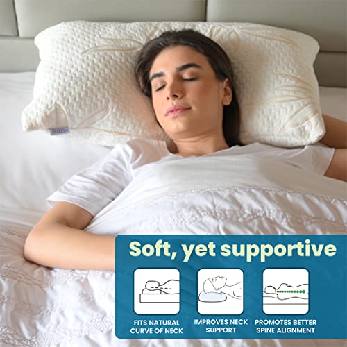 Sleepsia Bamboo Pillow Queen Size Adjustable Shredded Memory Foam Bed