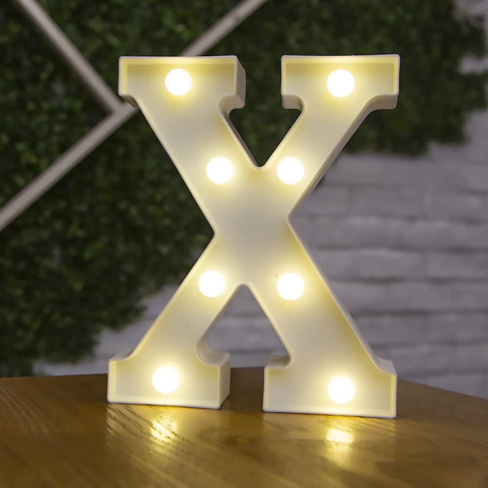 Tiardey letter lights LED symbol shape, Alphabet Plastic Marquee Table Lamps, Lighting up Words, Birthday Wedding Party Everyday Home Wall Hanging Decor-X