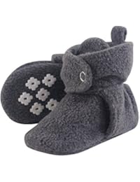 Little Treasure Baby Cozy Fleece Booties with Non Skid Bottom, Charcoal Gray, 0-6 Months