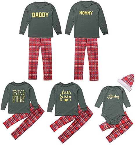 Black Friday Sale Family Matching Clothes Christmas Pyjama Sets Parent-child suit Homewear Family Clothing Set Women Man Newborn Infant Baby Boy Girl Xmas Sleepwear, 3PCS Letter Romper+Pants+Hat