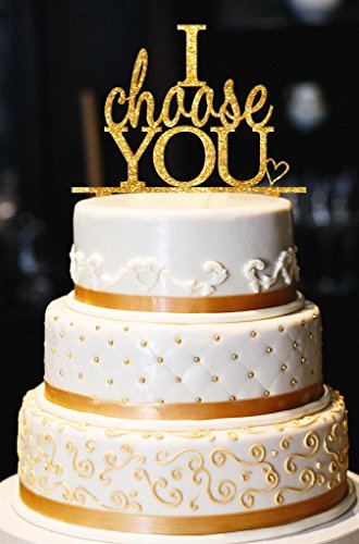 Click Here to See More Images I Choose You w/ Heart Wedding Cake Topper, Glitter Wedding Cake Topper, Engagement Cake Topper, Gold Cake Topper, Gold Glitter Topper (9